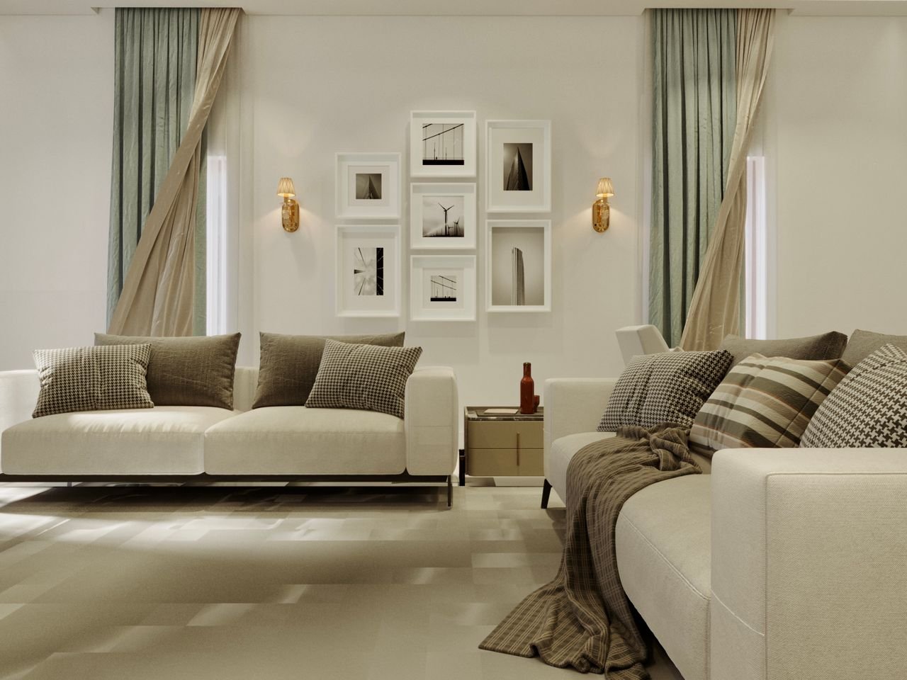 Luxurious living room with stylish sofas and decor in Nigeria.